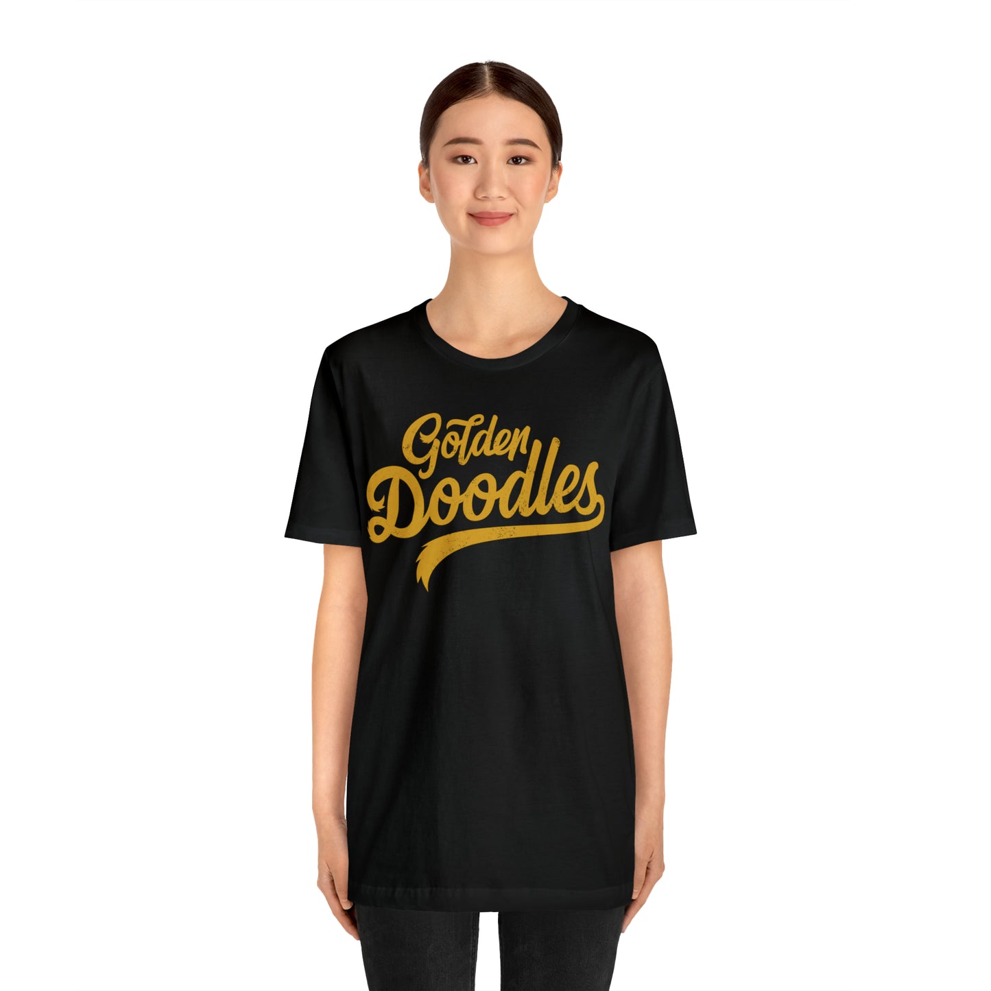 Golden Doodles, Unisex Short Sleeve Tee, Distressed Gold Print