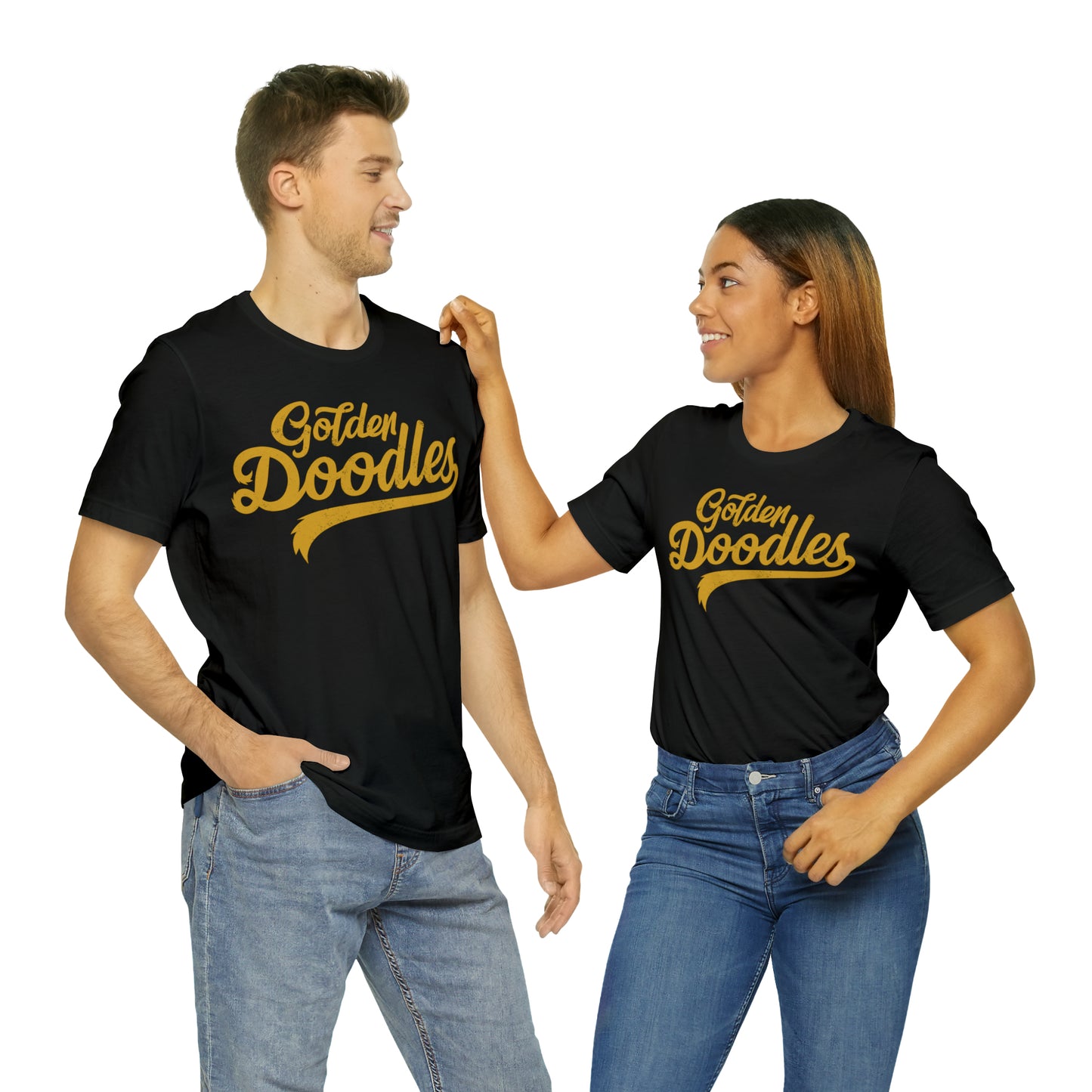 Golden Doodles, Unisex Short Sleeve Tee, Distressed Gold Print