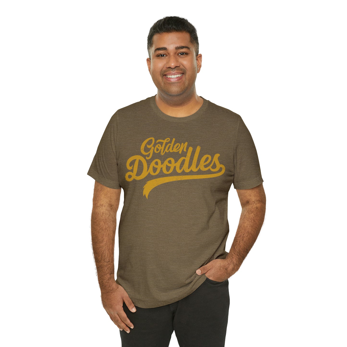 Golden Doodles, Unisex Short Sleeve Tee, Distressed Gold Print