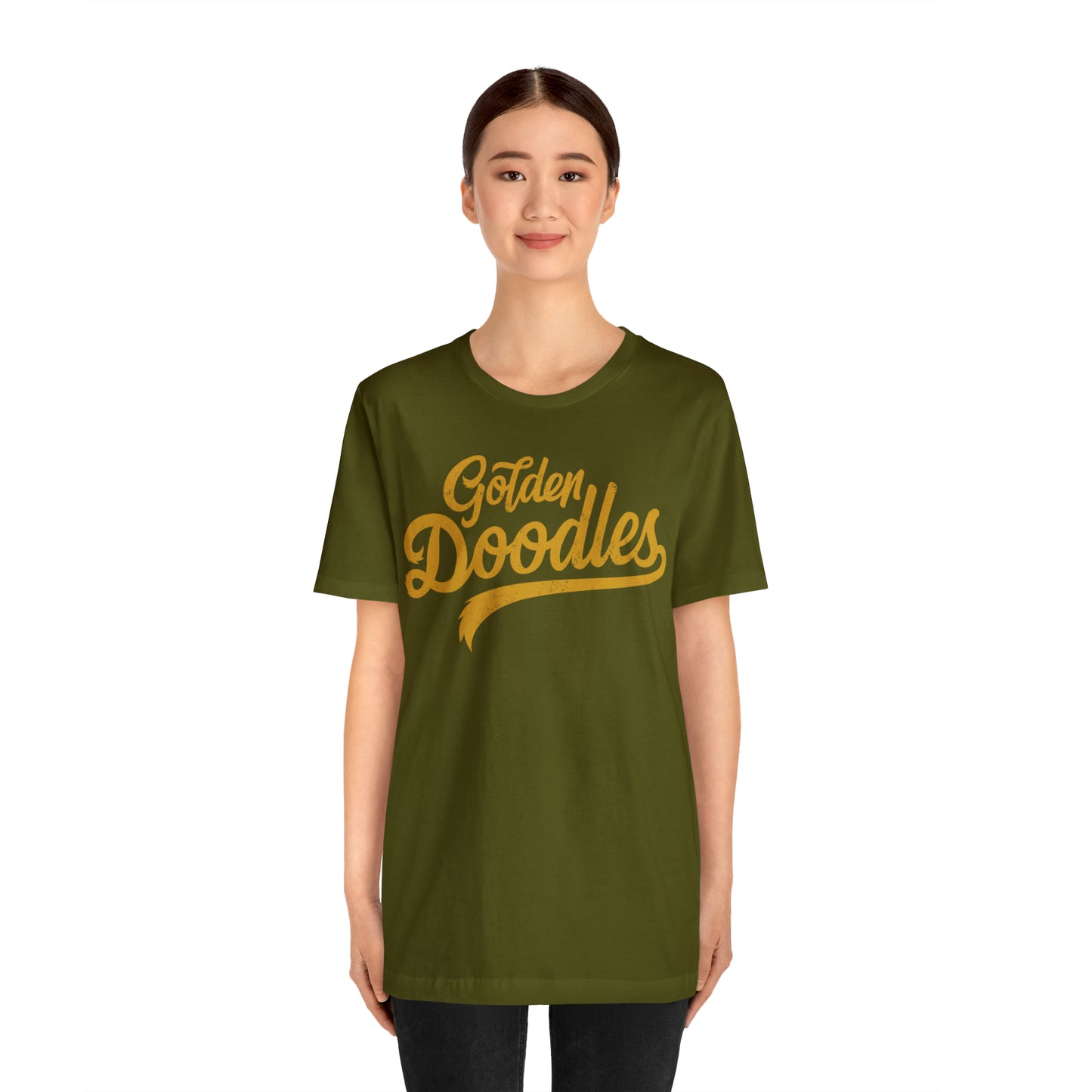 Golden Doodles, Unisex Short Sleeve Tee, Distressed Gold Print