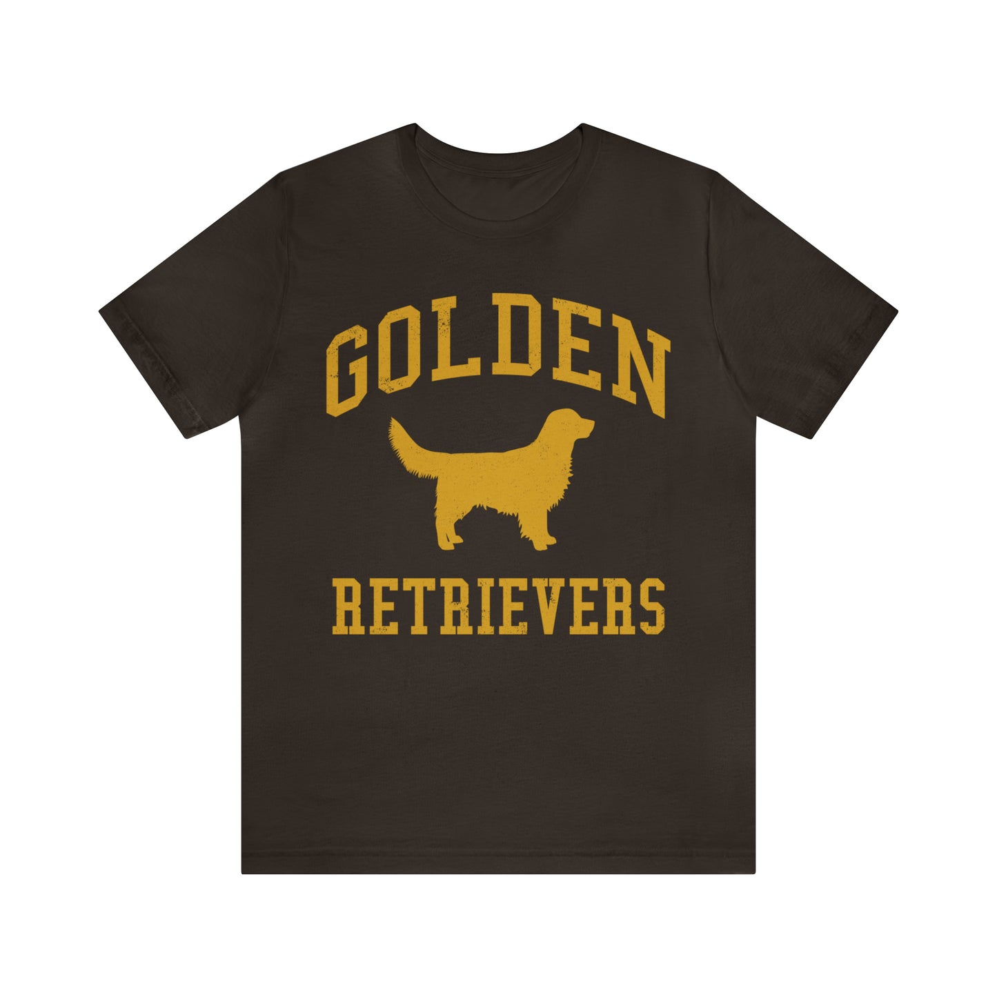 Golden Retrievers Collegiate Unisex Tee, with Distressed Gold Print