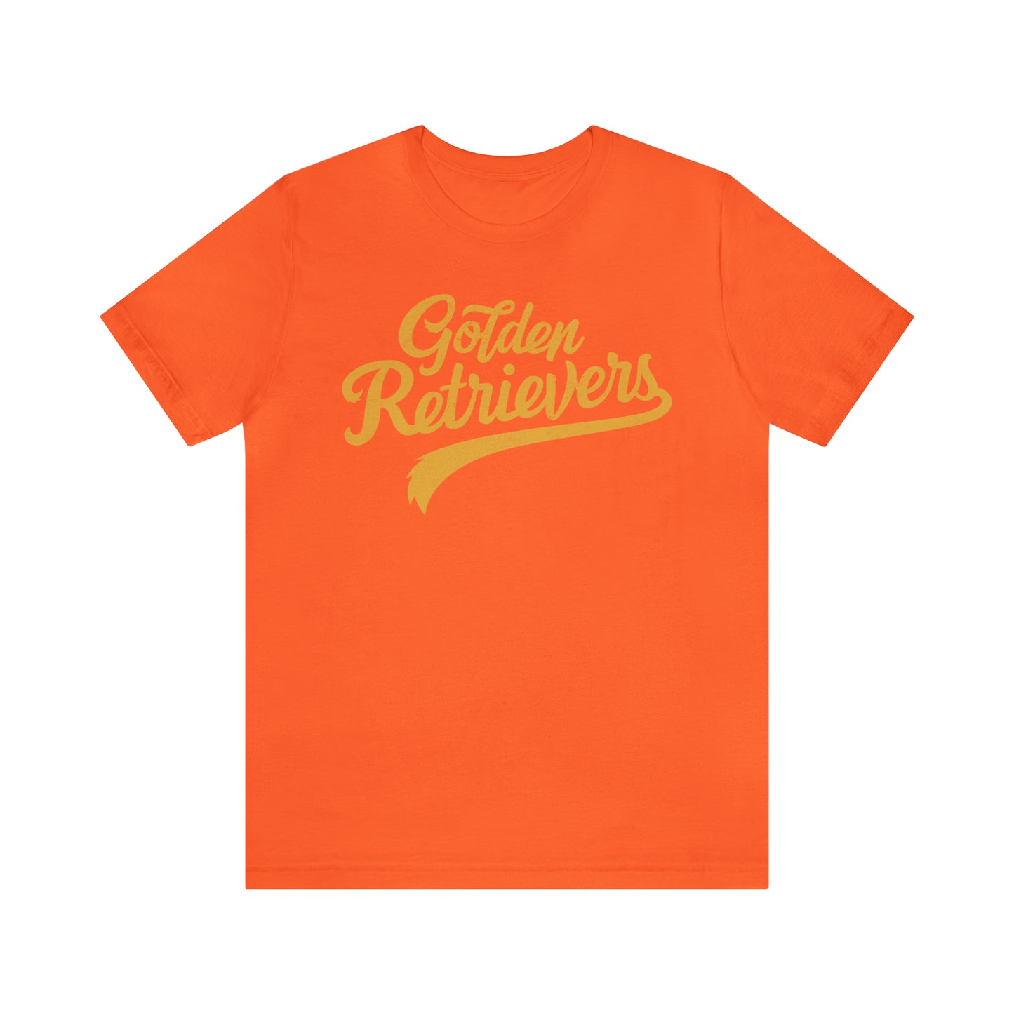 Golden Retrievers Script Unisex Tee, with Distressed Gold Print