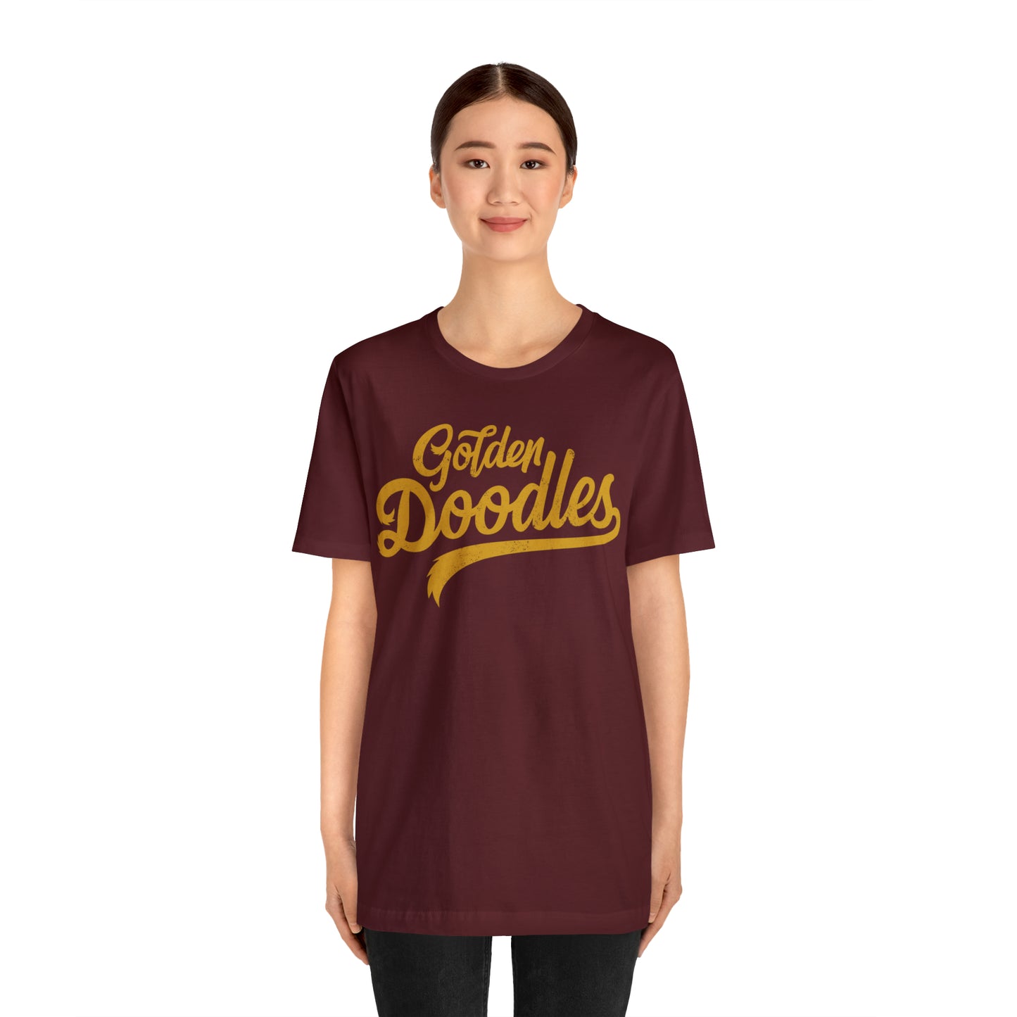 Golden Doodles, Unisex Short Sleeve Tee, Distressed Gold Print