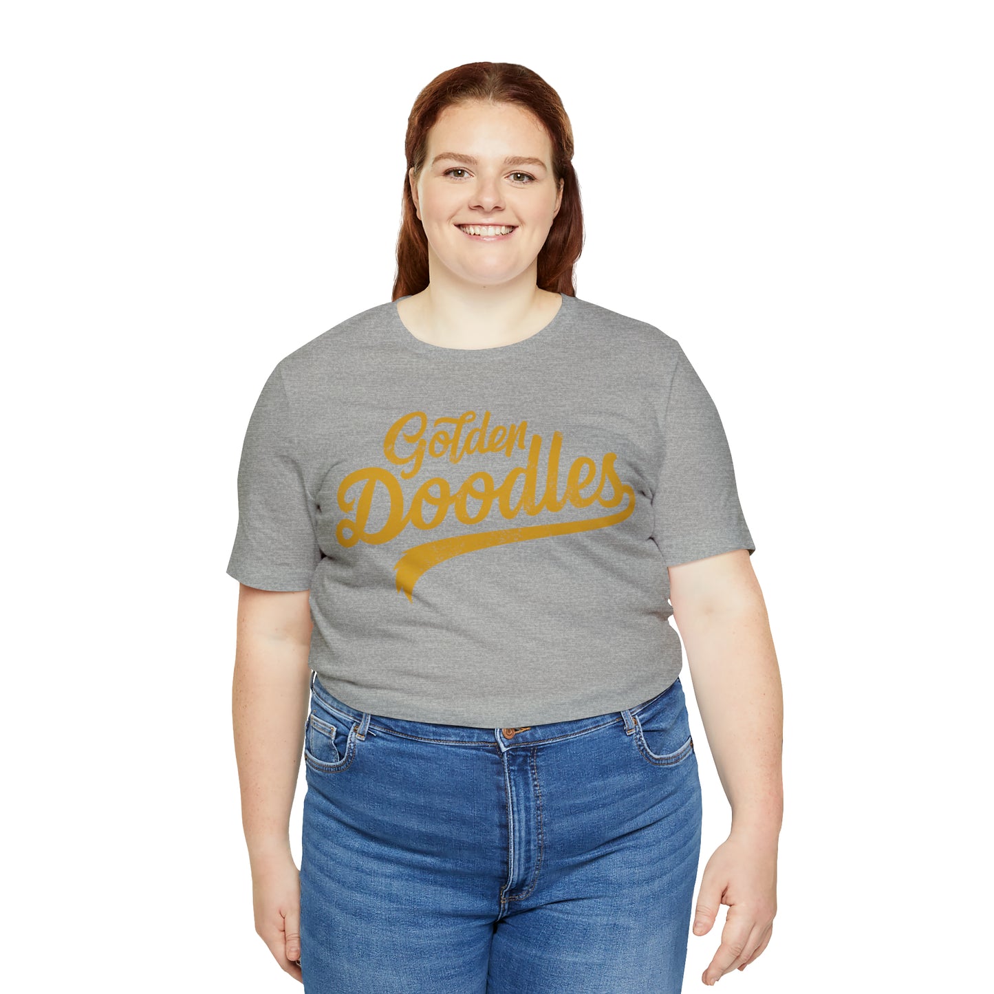 Golden Doodles, Unisex Short Sleeve Tee, Distressed Gold Print