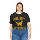 Golden Retrievers Collegiate Unisex Tee, with Distressed Gold Print