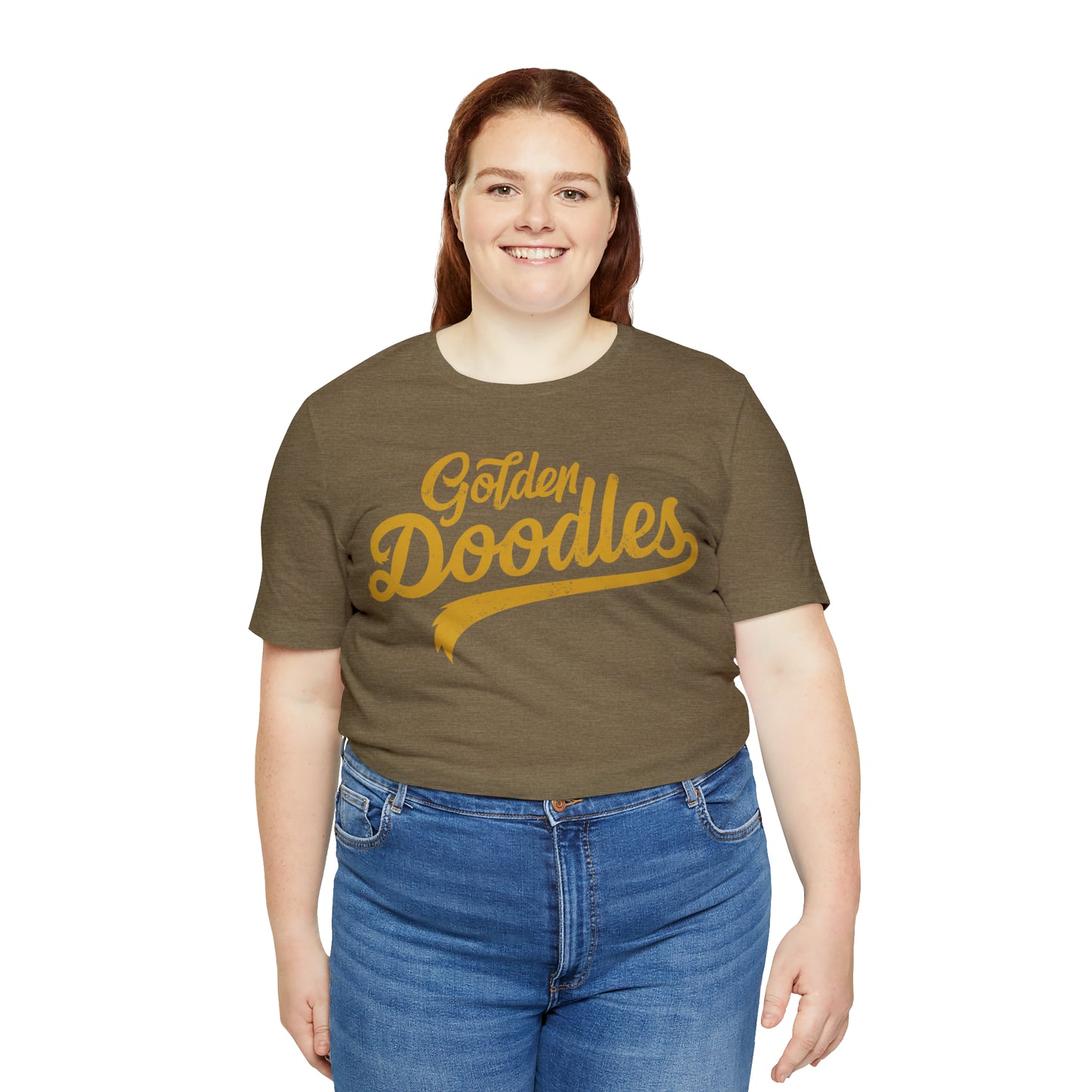 Golden Doodles, Unisex Short Sleeve Tee, Distressed Gold Print