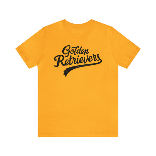 Golden Retrievers Script Unisex Tee, with Distressed Black Print