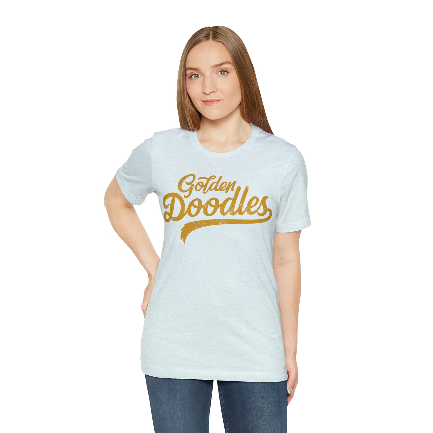 Golden Doodles, Unisex Short Sleeve Tee, Distressed Gold Print