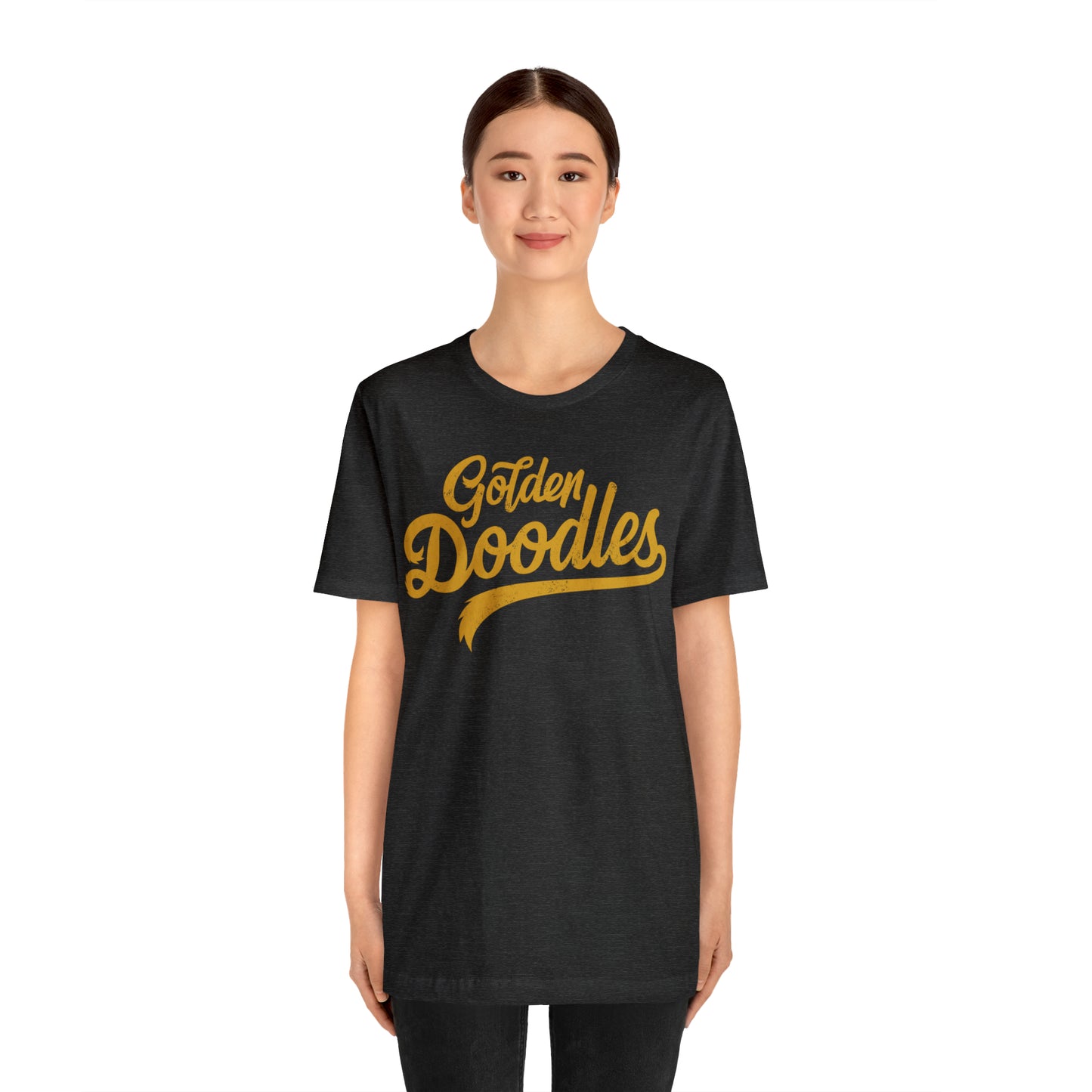 Golden Doodles, Unisex Short Sleeve Tee, Distressed Gold Print