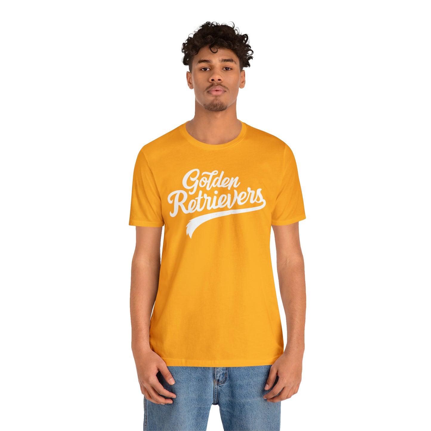 Golden Retrievers Script Unisex Tee, with Distressed White Print