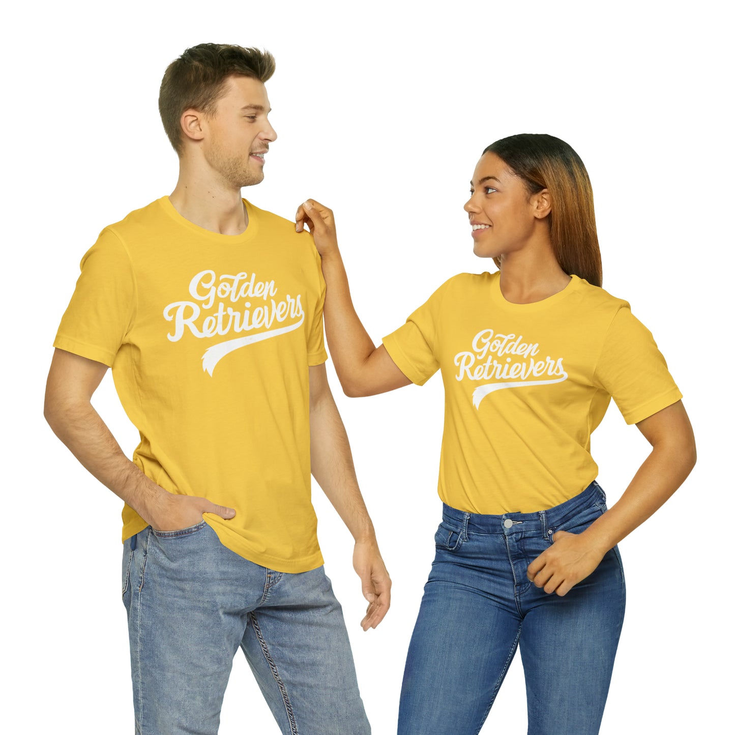 Golden Retrievers Script Unisex Tee, with Distressed White Print