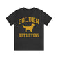 Golden Retrievers Collegiate Unisex Tee, with Distressed Gold Print