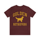 Golden Retrievers Collegiate Unisex Tee, with Distressed Gold Print