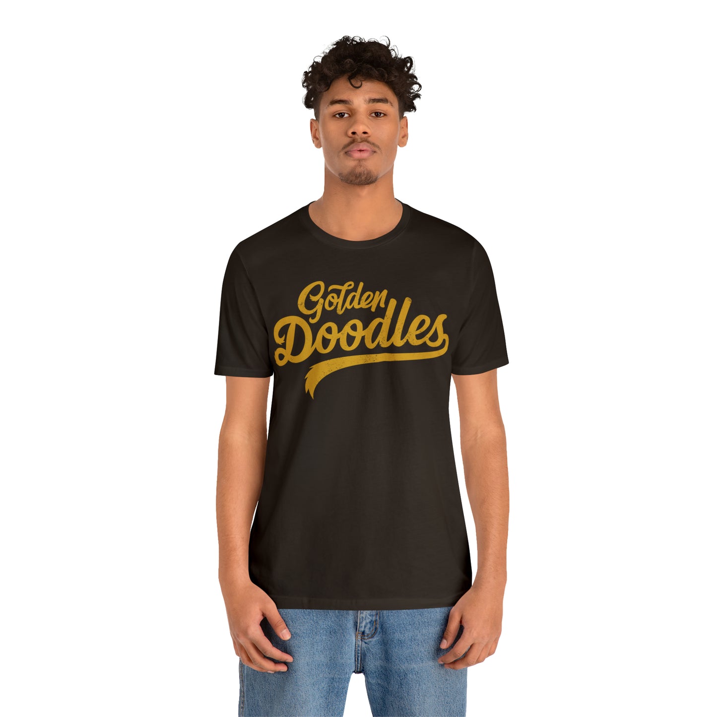 Golden Doodles, Unisex Short Sleeve Tee, Distressed Gold Print