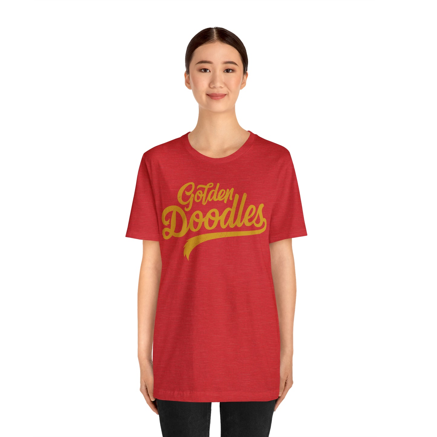 Golden Doodles, Unisex Short Sleeve Tee, Distressed Gold Print