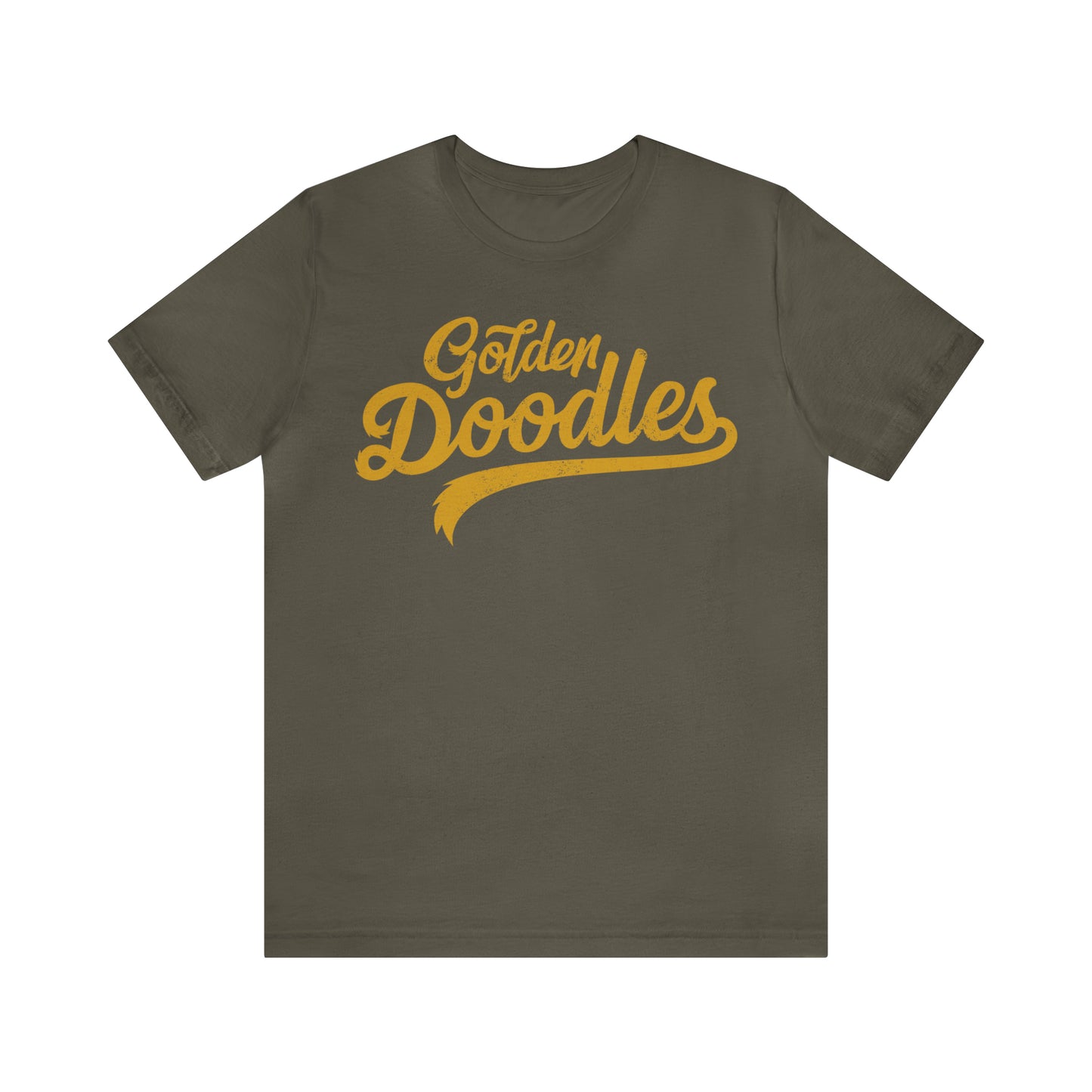 Golden Doodles, Unisex Short Sleeve Tee, Distressed Gold Print