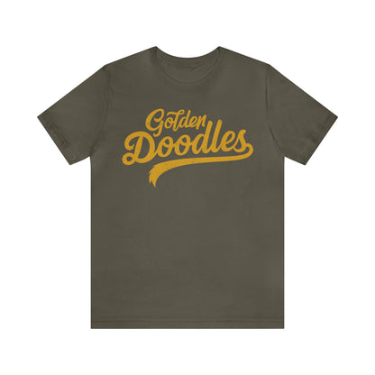 Golden Doodles, Unisex Short Sleeve Tee, Distressed Gold Print