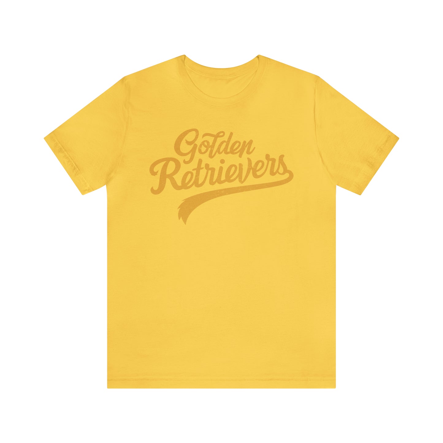 Golden Retrievers Script Unisex Tee, with Distressed Gold Print