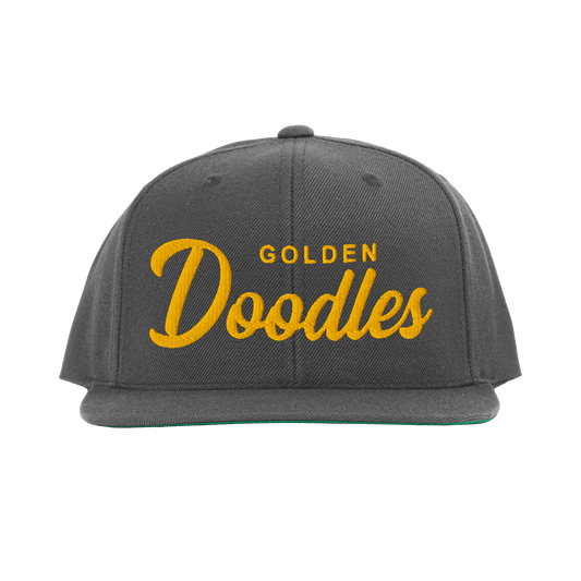 Golden Doodles Retro Snapback, Gold Embroidered Print