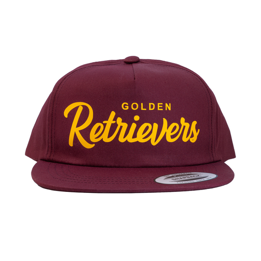 Golden Retrievers Retro Unstructured 5-Panel Snapback, Vinyl Print