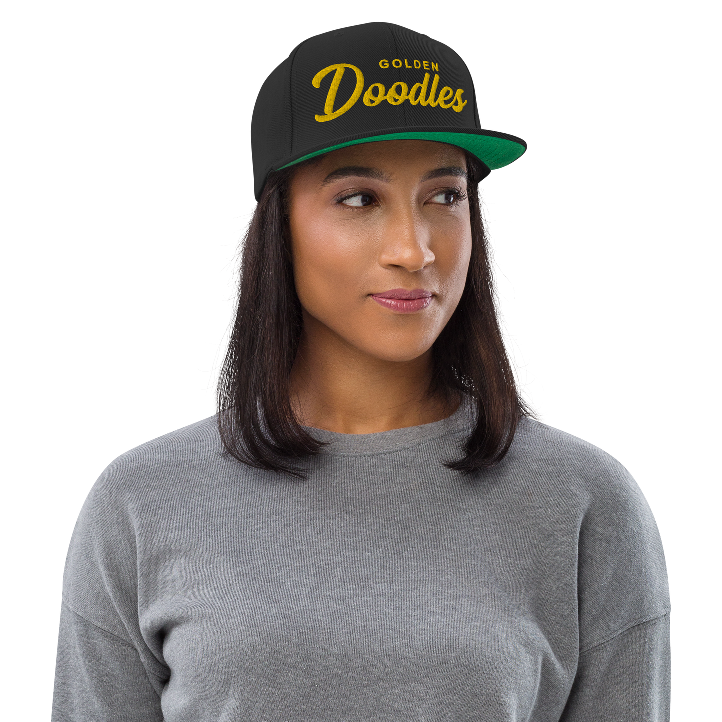 Golden Doodles Retro Snapback, Gold Embroidered Print