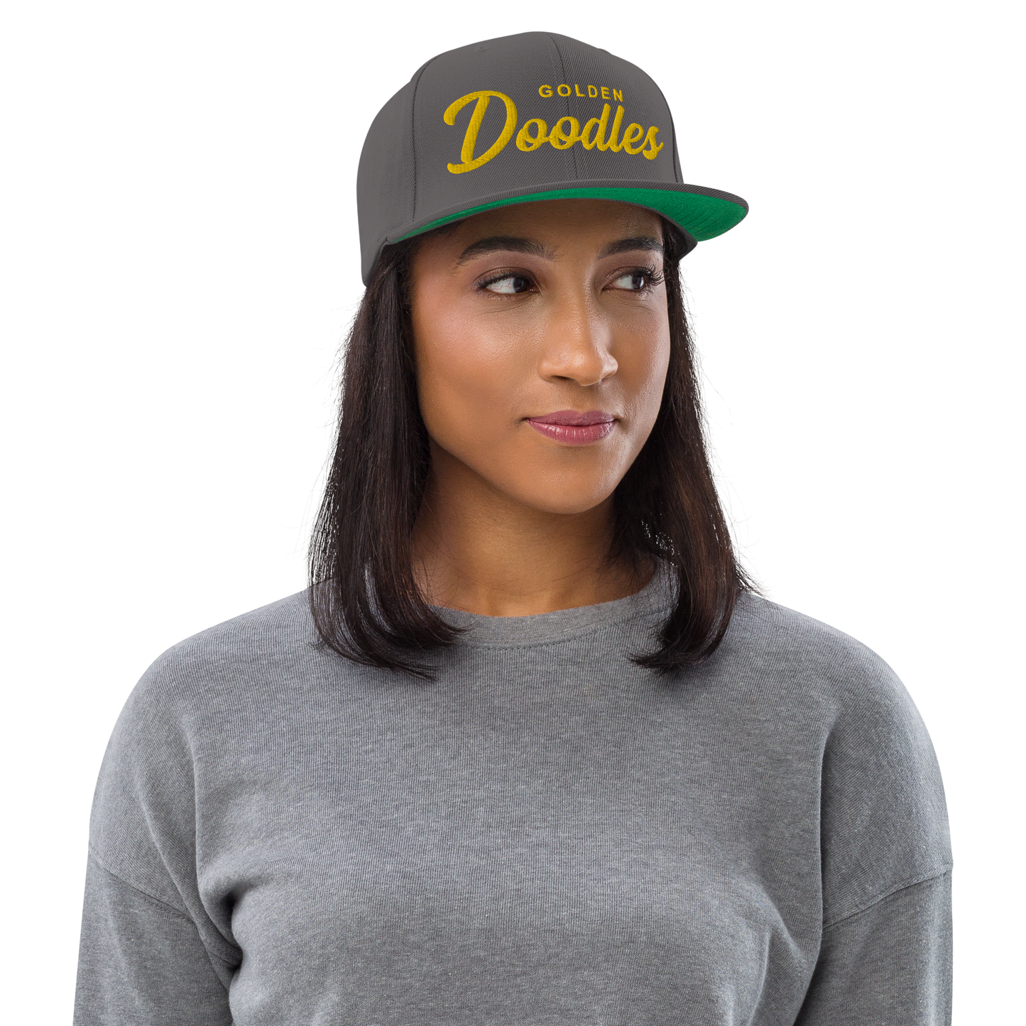 Golden Doodles Retro Snapback, Gold Embroidered Print