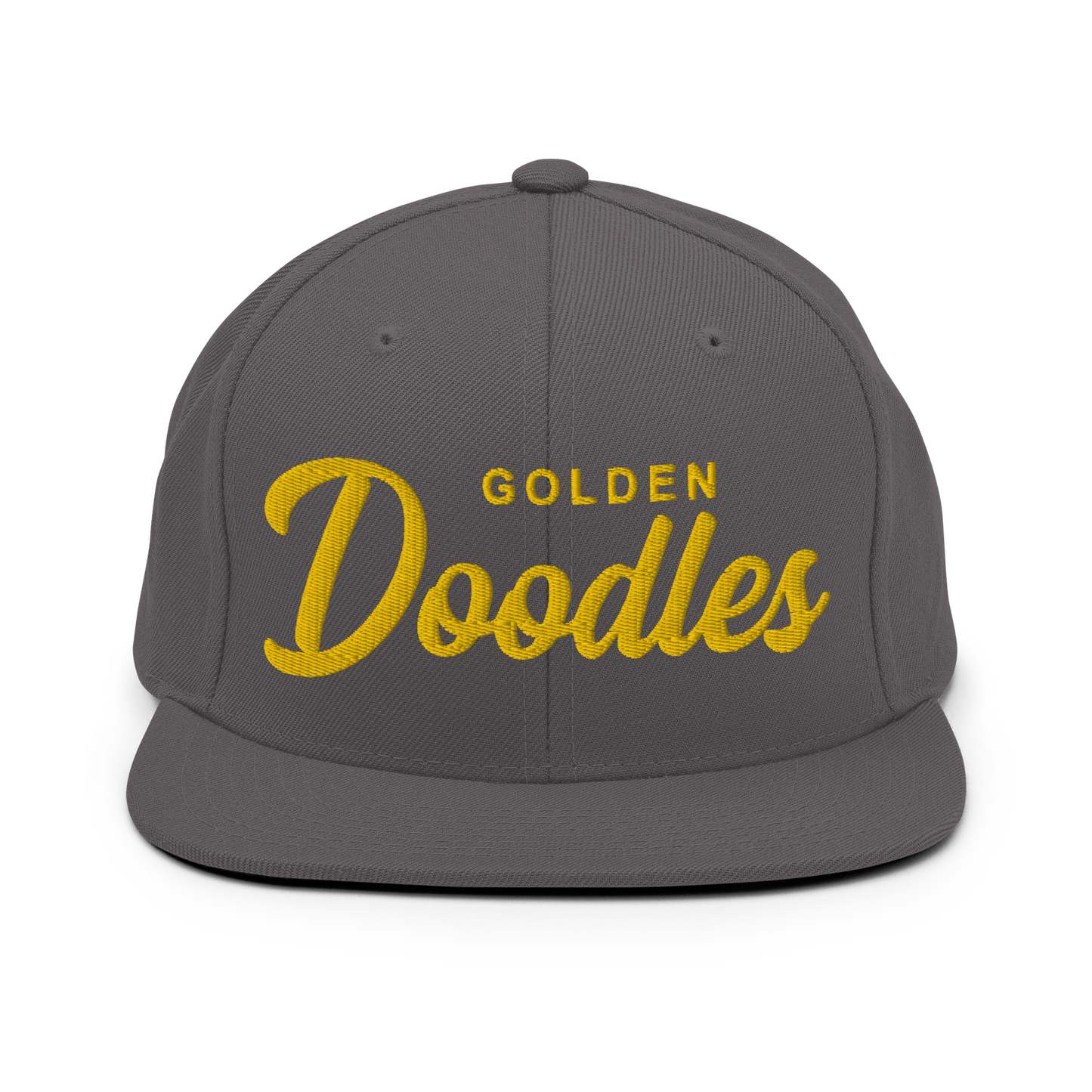 Golden Doodles Retro Snapback, Gold Embroidered Print