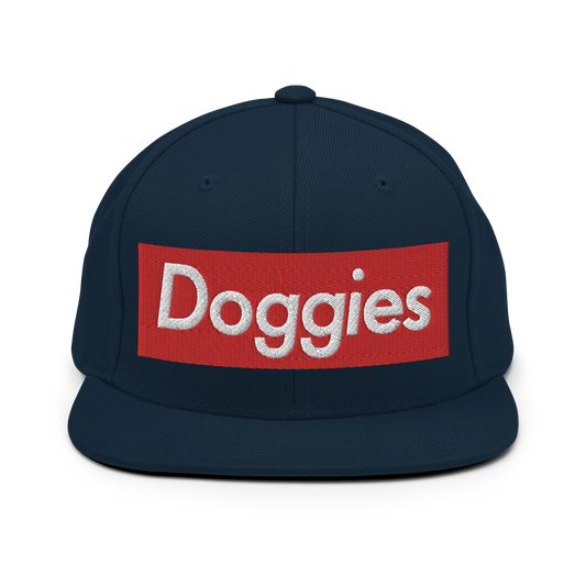 DOGGIES Snapback, Red/White Embroidered Print