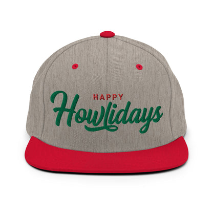 Happy Howlidays Retro Snapback, Embroidered Print