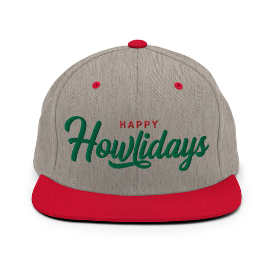 Happy Howlidays Retro Snapback, Embroidered Print