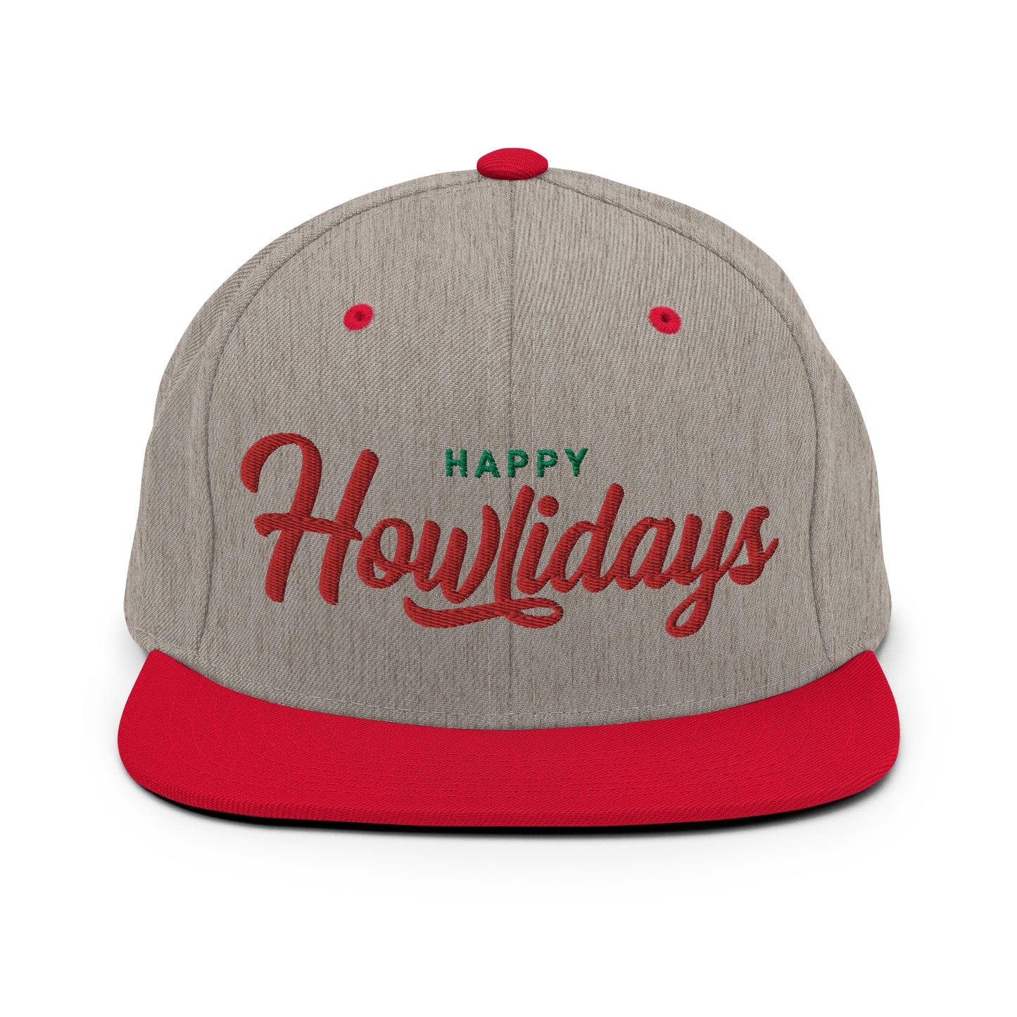 Happy Howlidays (Red) Retro Snapback, Embroidered Print