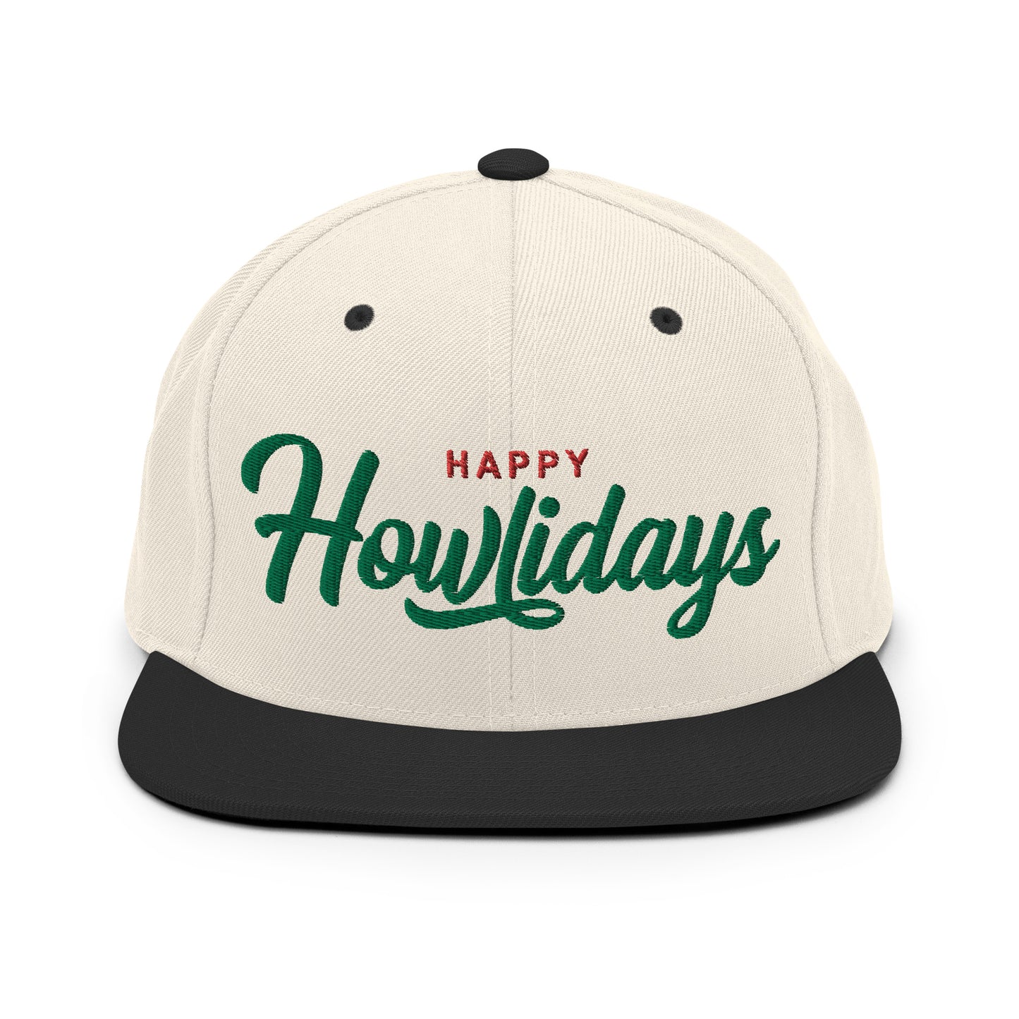 Happy Howlidays Retro Snapback, Embroidered Print