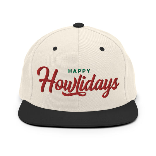 Happy Howlidays (Red) Retro Snapback, Embroidered Print