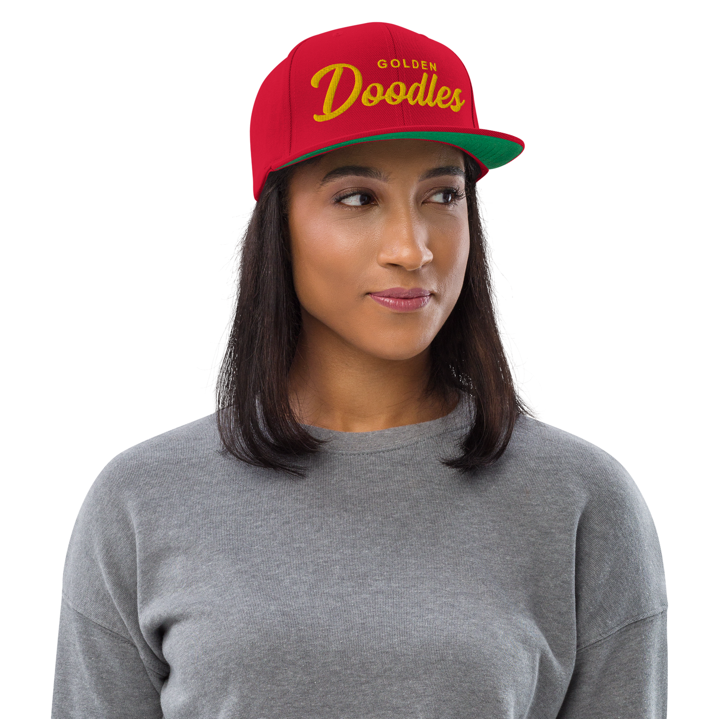 Golden Doodles Retro Snapback, Gold Embroidered Print