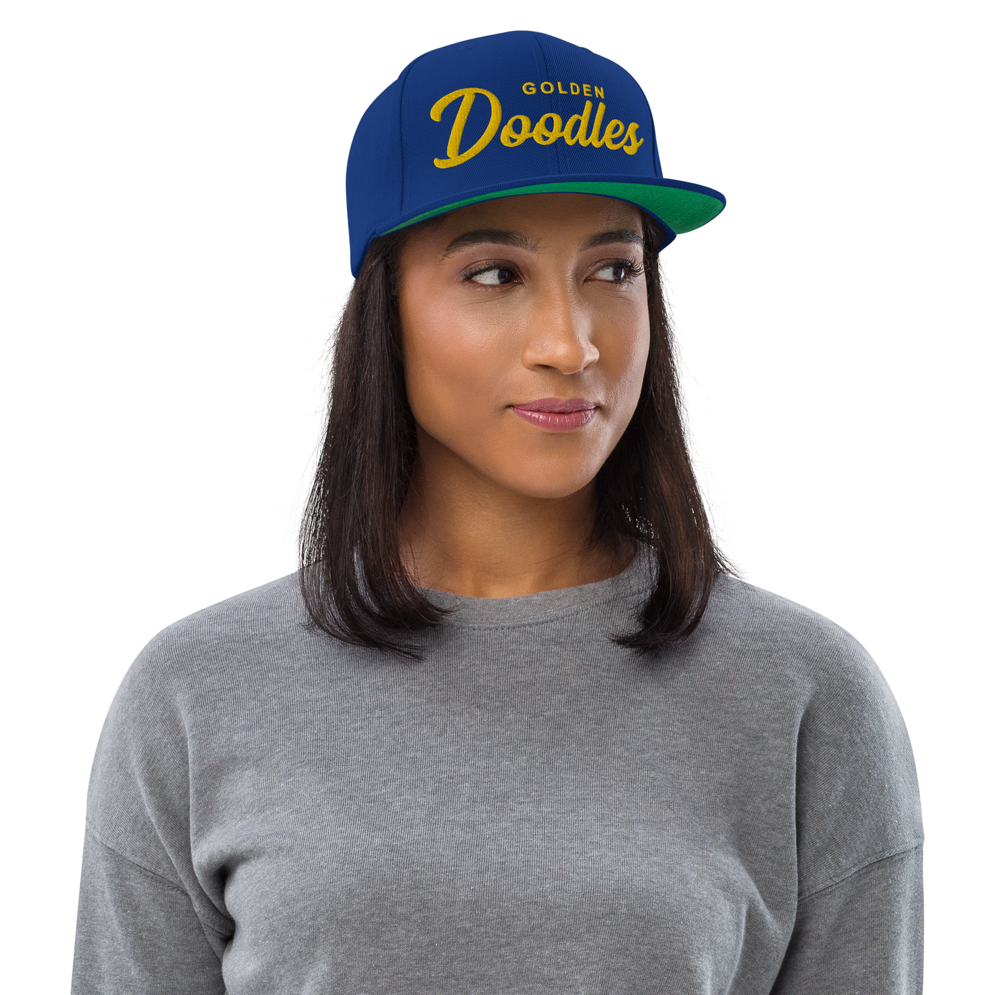 Golden Doodles Retro Snapback, Gold Embroidered Print