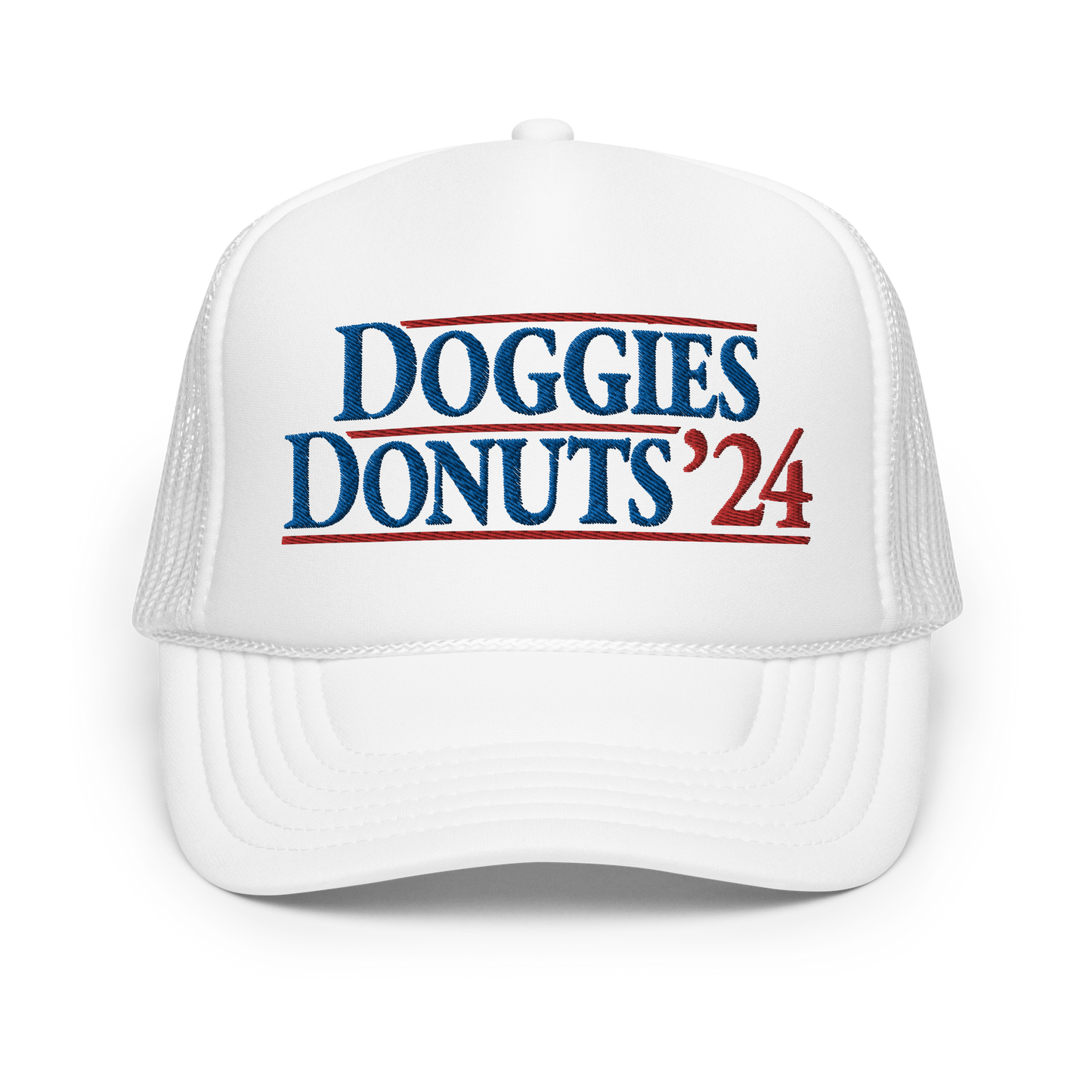 Doggies and Donuts 2024, Foam Trucker Hat, Embroidered Print