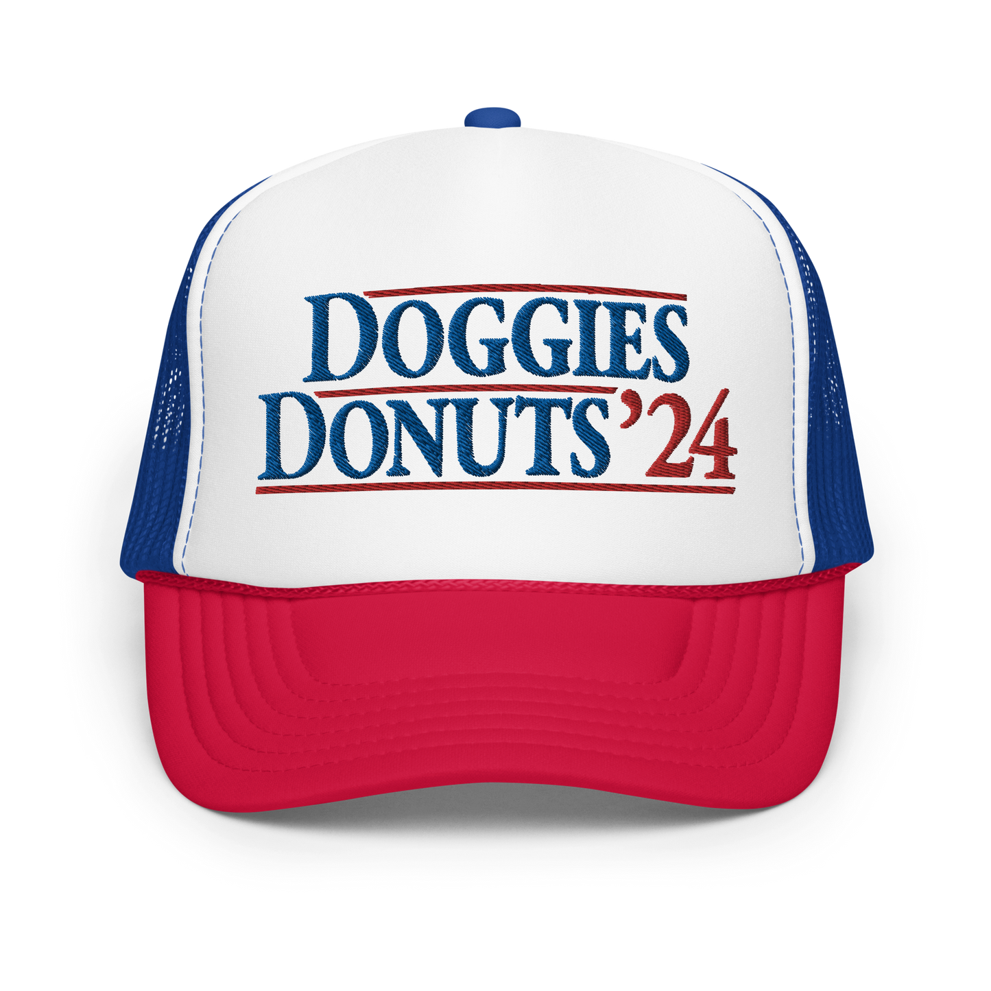 Doggies and Donuts 2024, Foam Trucker Hat, Embroidered Print