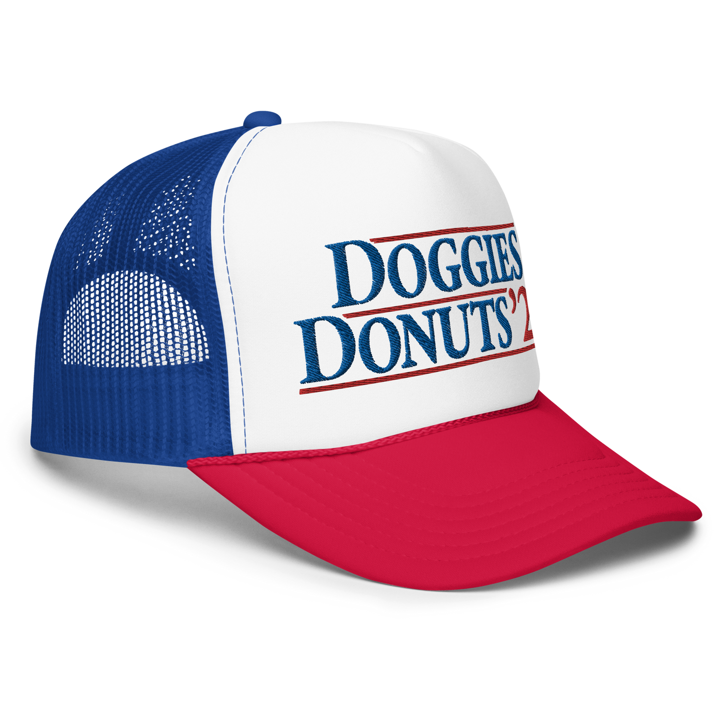 Doggies and Donuts 2024, Foam Trucker Hat, Embroidered Print