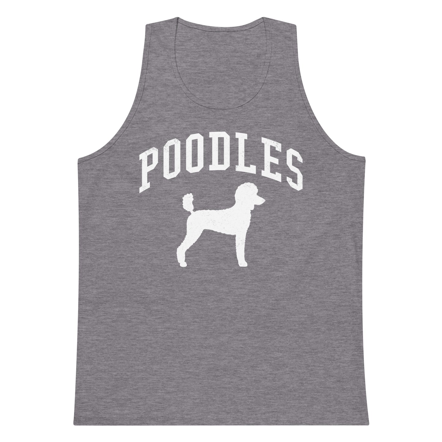 Poodles Collegiate Men’s Premium Tank Top, with Distressed Print