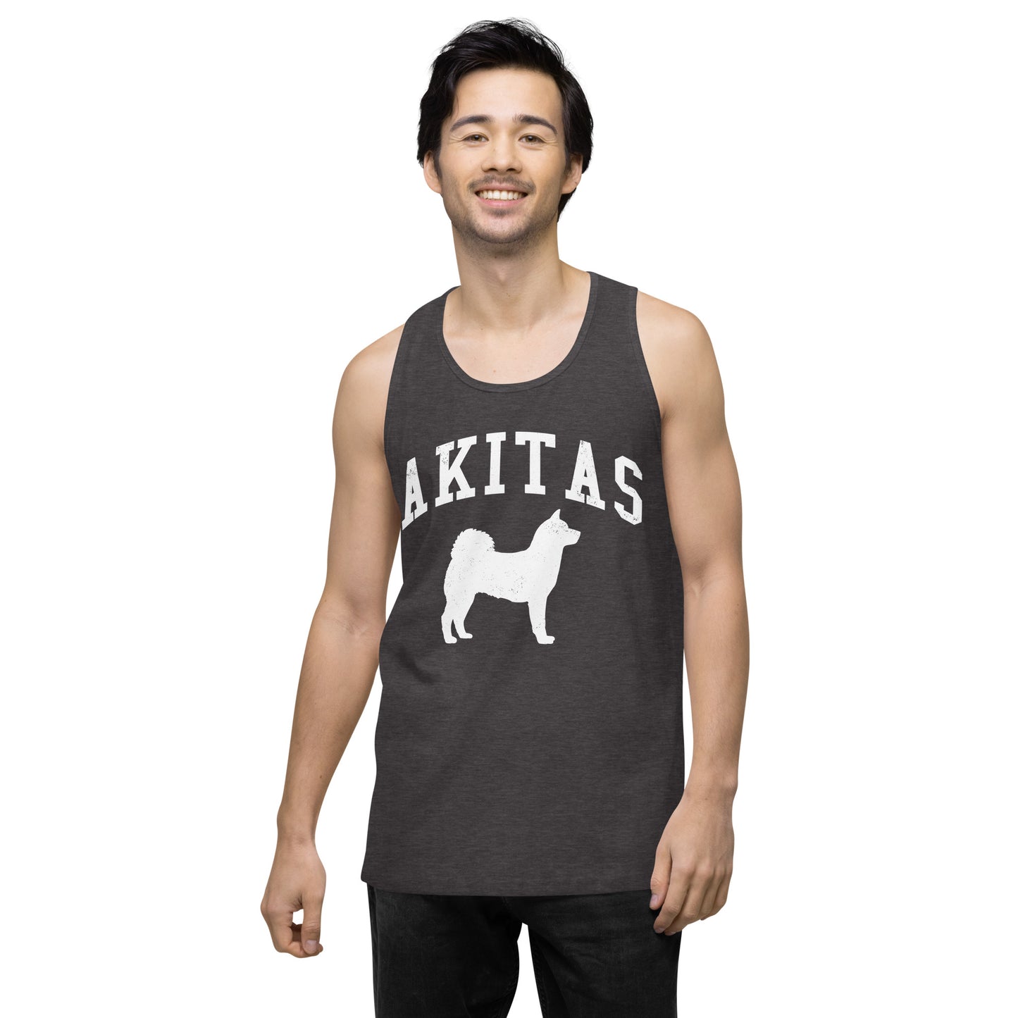 Akitas Collegiate Men’s Premium Tank Top, with Distressed Print