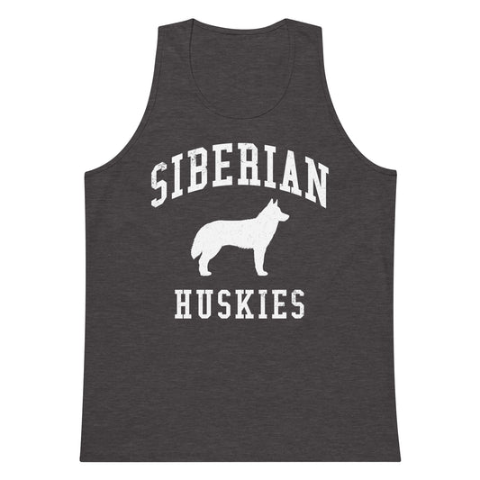 Siberian Huskies Collegiate Men’s Premium Tank Top, with Distressed Print