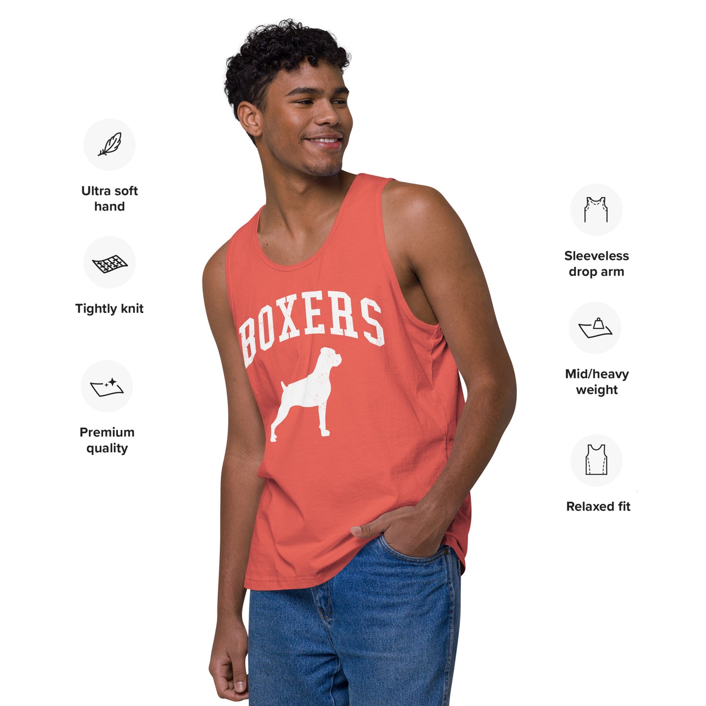 Boxers Collegiate Men’s Premium Tank Top, with Distressed Print