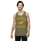 Golden Retrievers Collegiate Men’s Premium Tank Top, with Distressed Gold Print