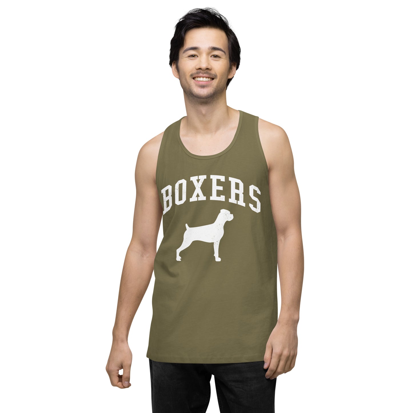 Boxers Collegiate Men’s Premium Tank Top, with Distressed Print