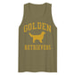 Golden Retrievers Collegiate Men’s Premium Tank Top, with Distressed Gold Print