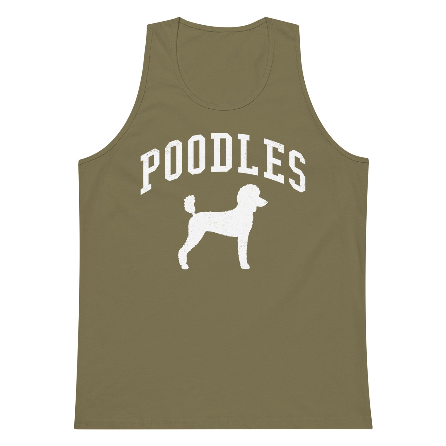 Poodles Collegiate Men’s Premium Tank Top, with Distressed Print