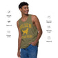 Golden Retrievers Collegiate Men’s Premium Tank Top, with Distressed Gold Print