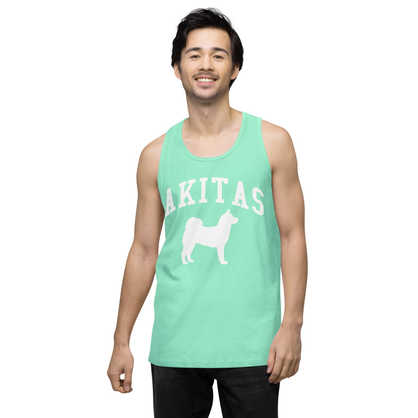 Akitas Collegiate Men’s Premium Tank Top, with Distressed Print