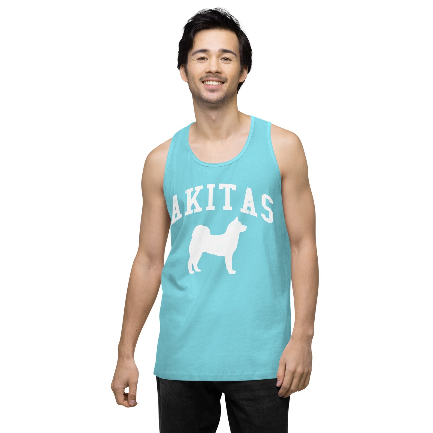 Akitas Collegiate Men’s Premium Tank Top, with Distressed Print