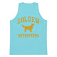 Golden Retrievers Collegiate Men’s Premium Tank Top, with Distressed Gold Print